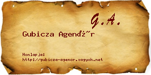 Gubicza Agenór névjegykártya